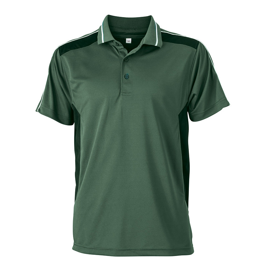 Polo manica corta verde con inserti contrasto verde scuro bianco