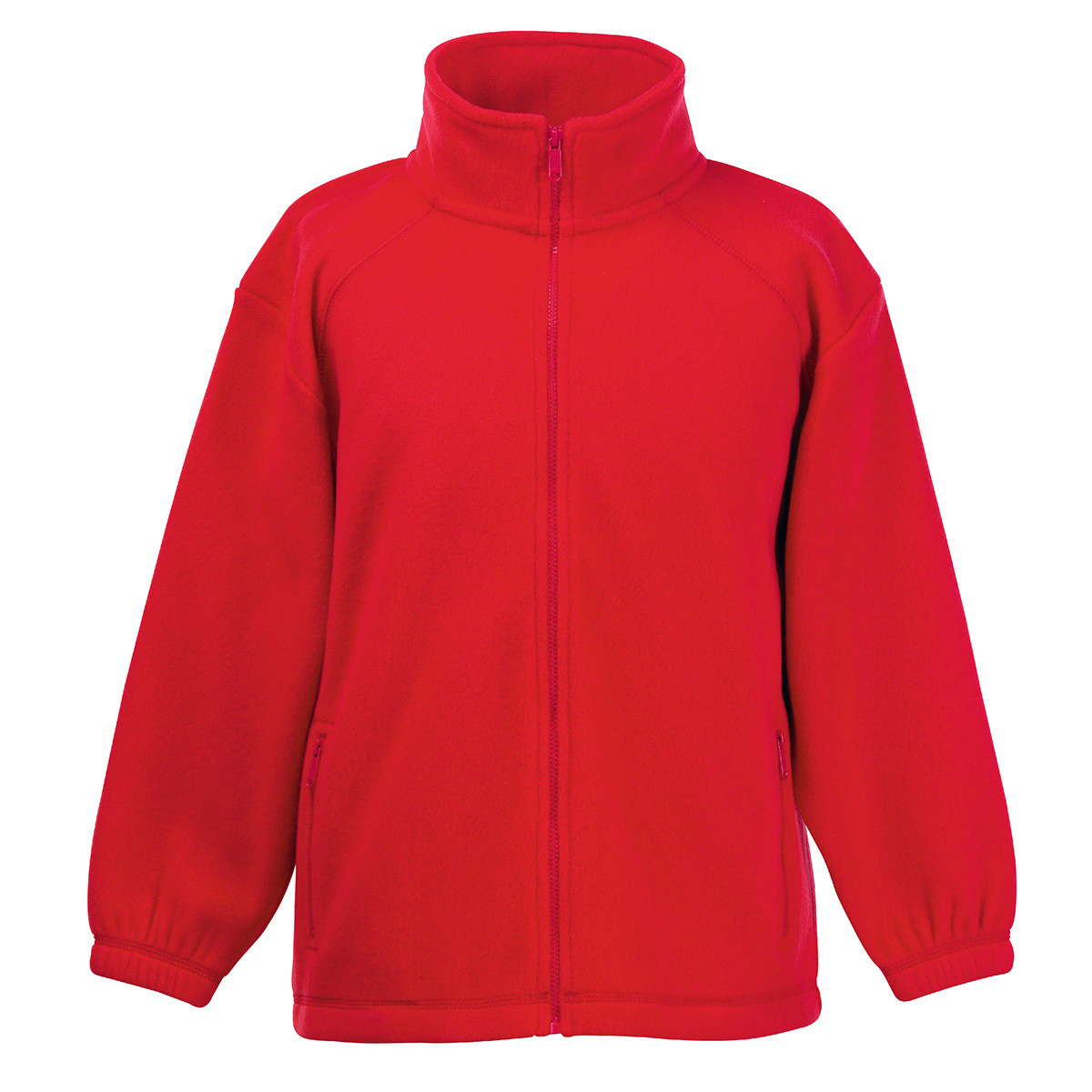 Pile bambino di colore rosso con collo alto e zip