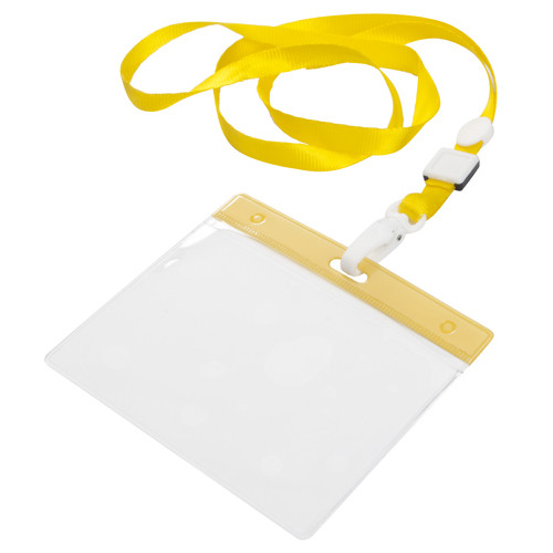 Laccetto portabadge giallo in poliestere con bustina in pvc
