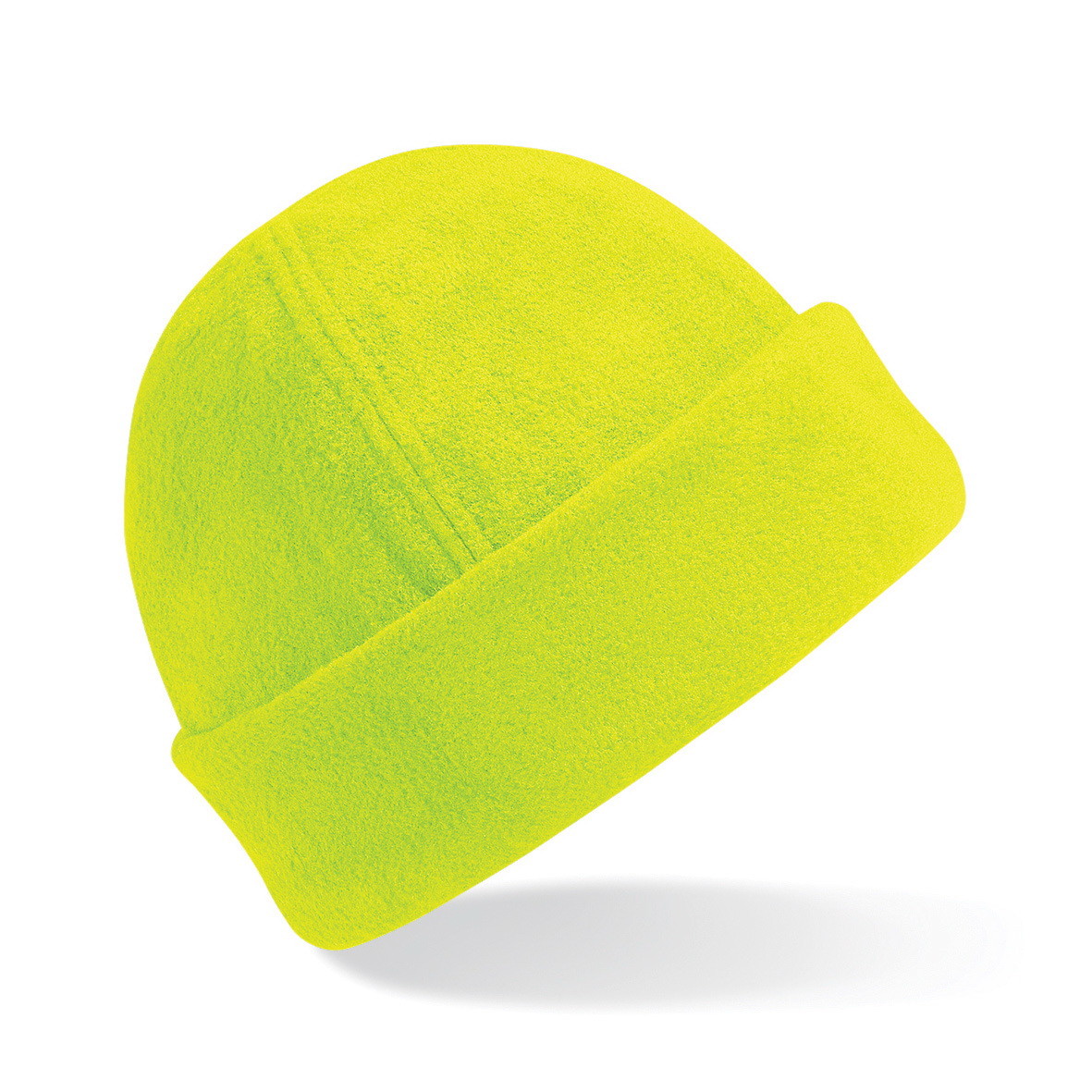 Cappellino invernale di pile con risvolto di colore verde fluo