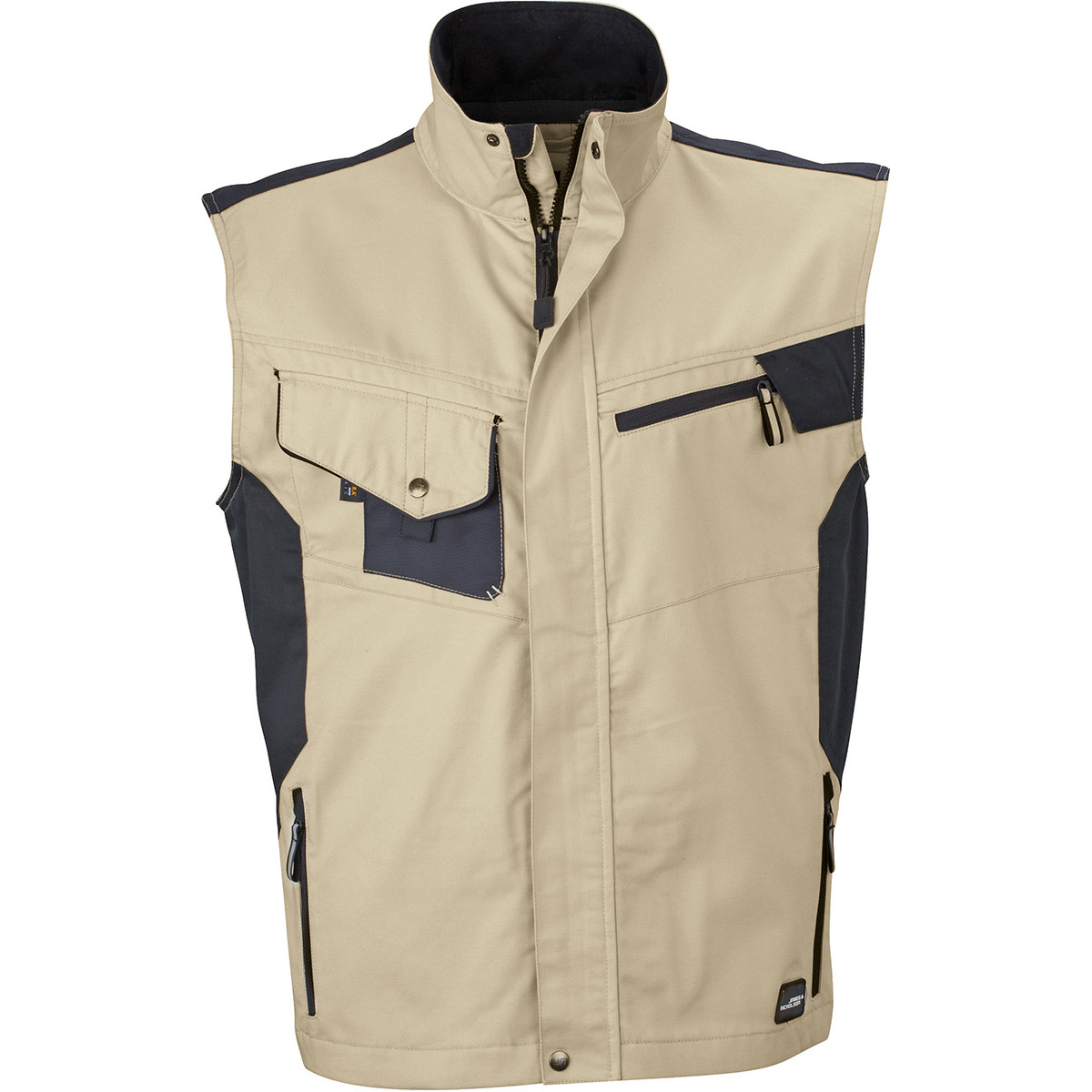 Gilet multi tasche da lavoro beige e grigio