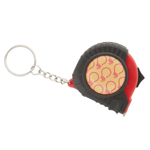 Metro avvolgibile in plastica rossa con clip in metallo e anello portachiavi