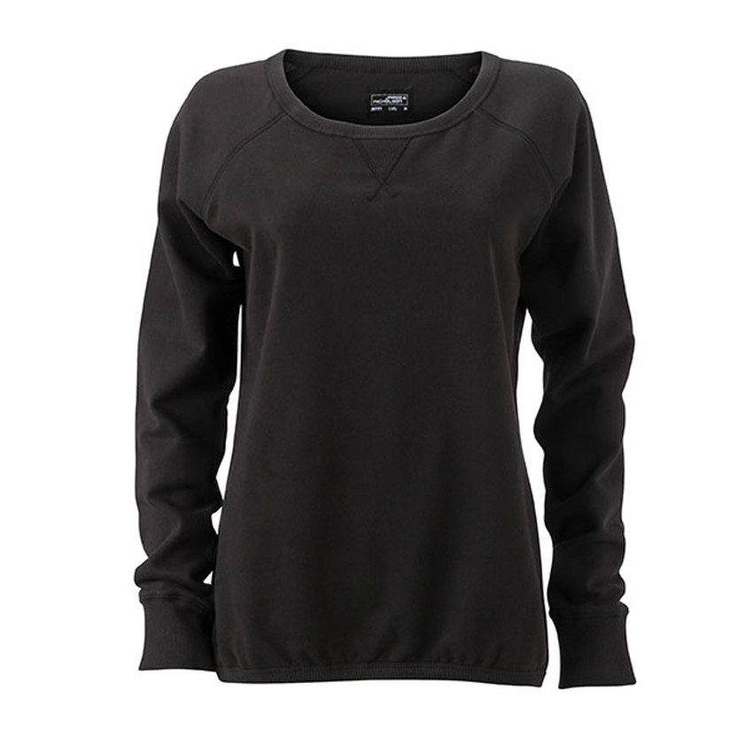 Felpa nera in cotone con ampia scollatura