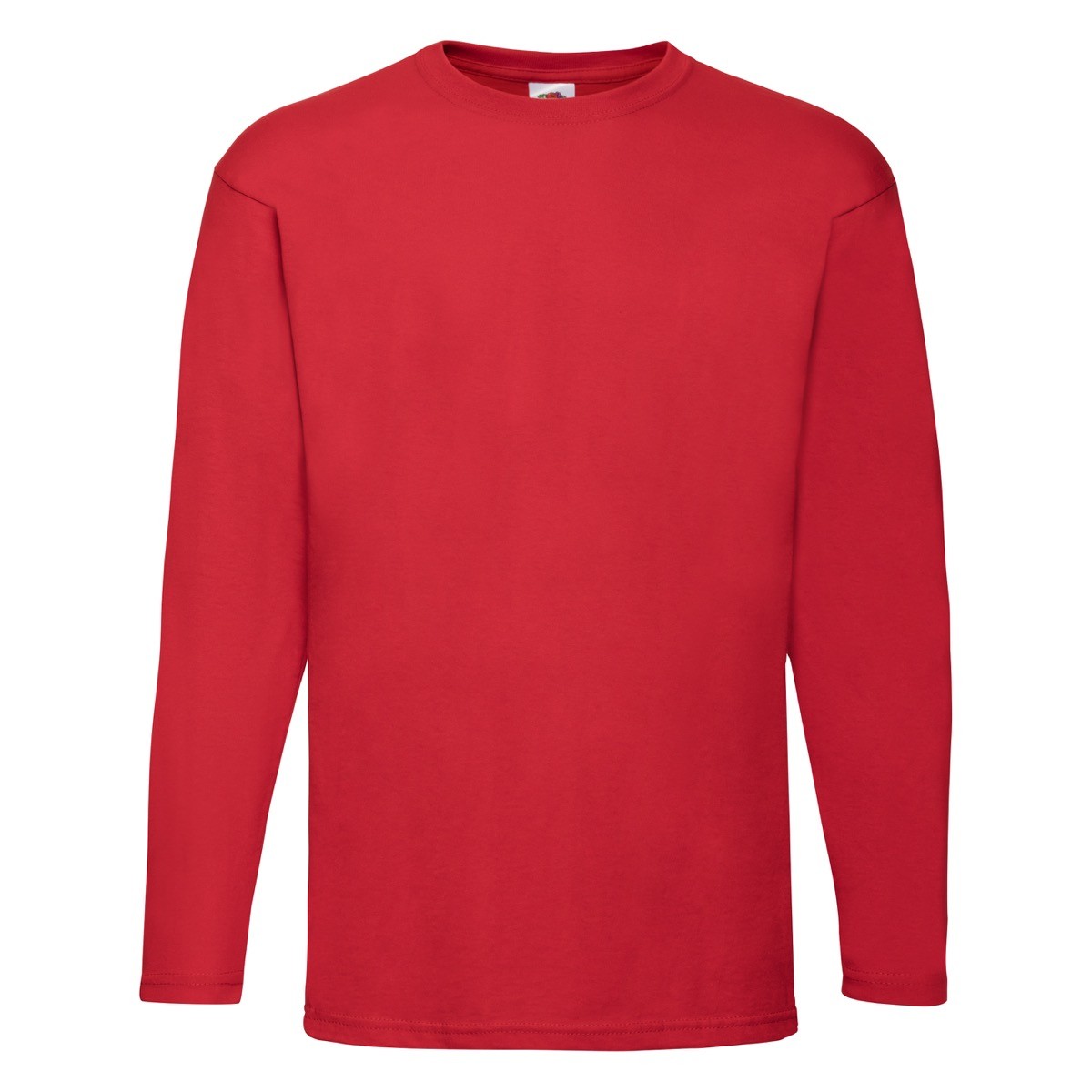 Tshirt in cotone e lycra, manica lunga e girocollo di colore rosso corallo
