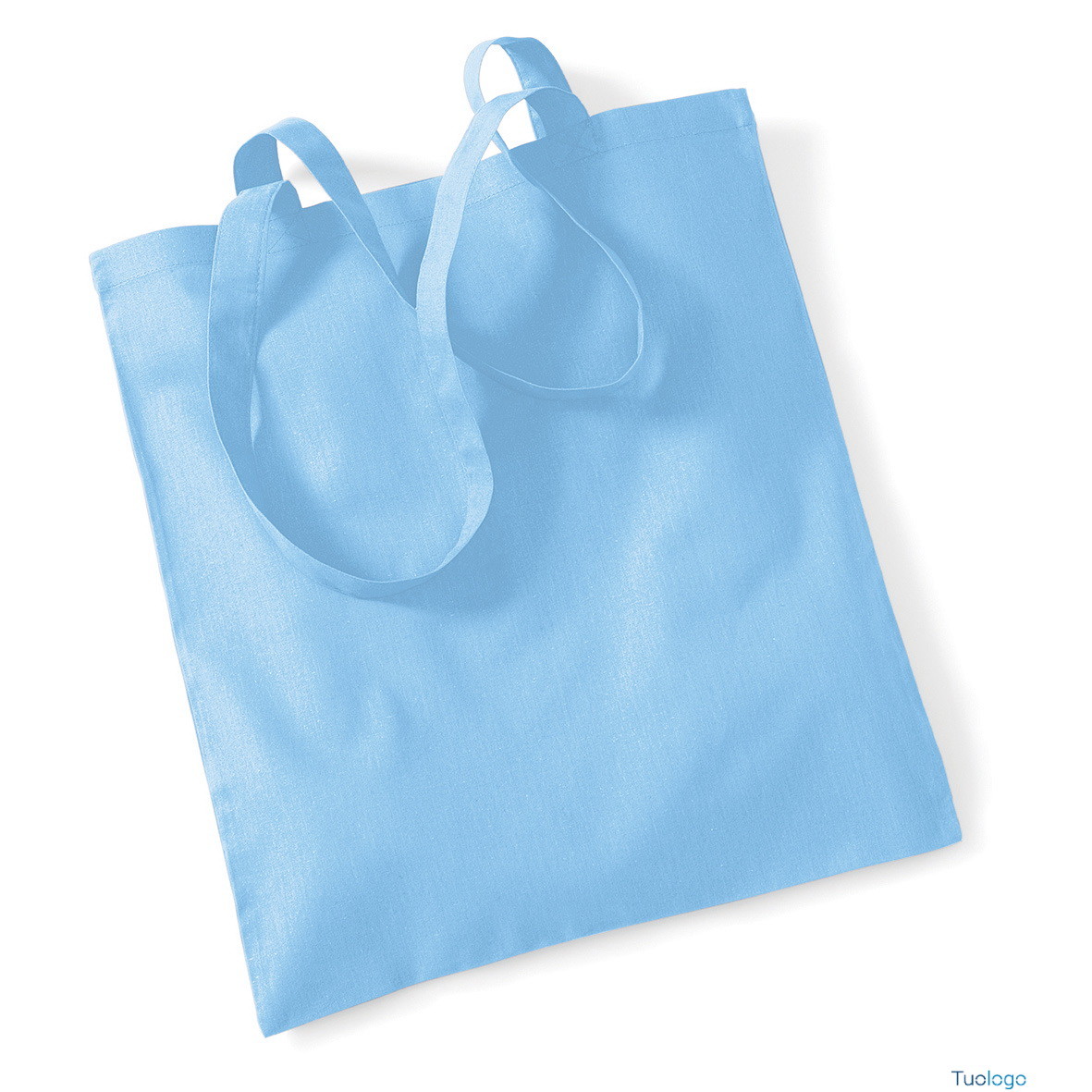 Shopper azzurra con manici lunghi