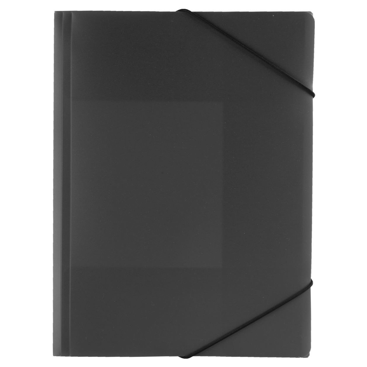 Porta documenti in plastica nera con cinturino in gomma