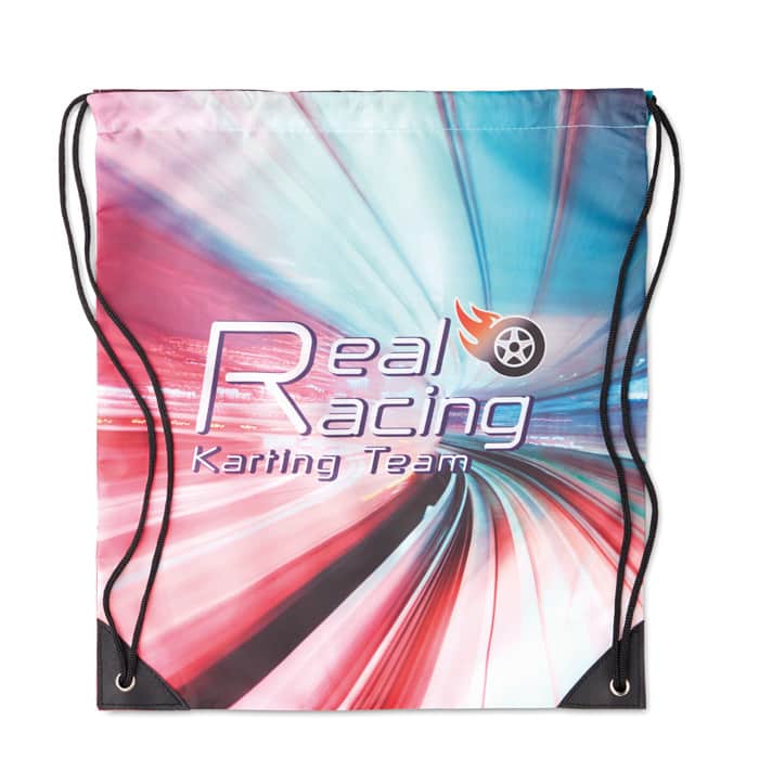 Zainetto in poliestere con angoli in pu con logo