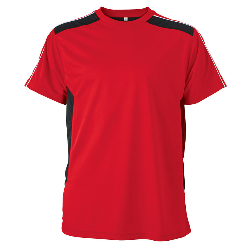 Tshirt traspirante manica corta rossa con inserti contrasto neri