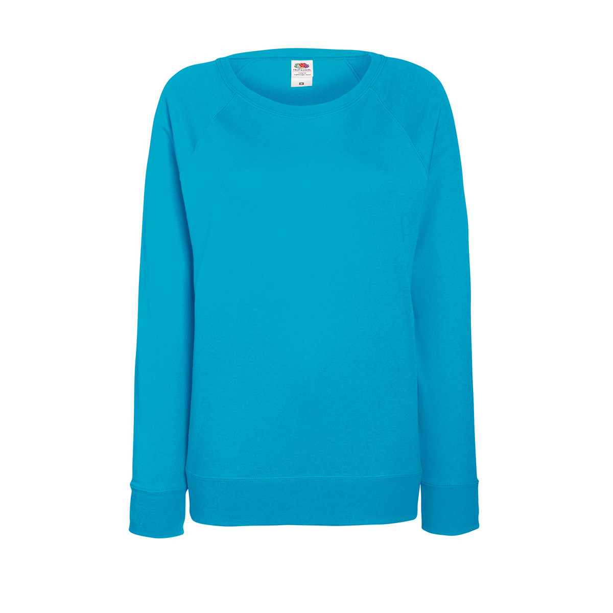 Felpa da donna azzurra in cotone con girocollo