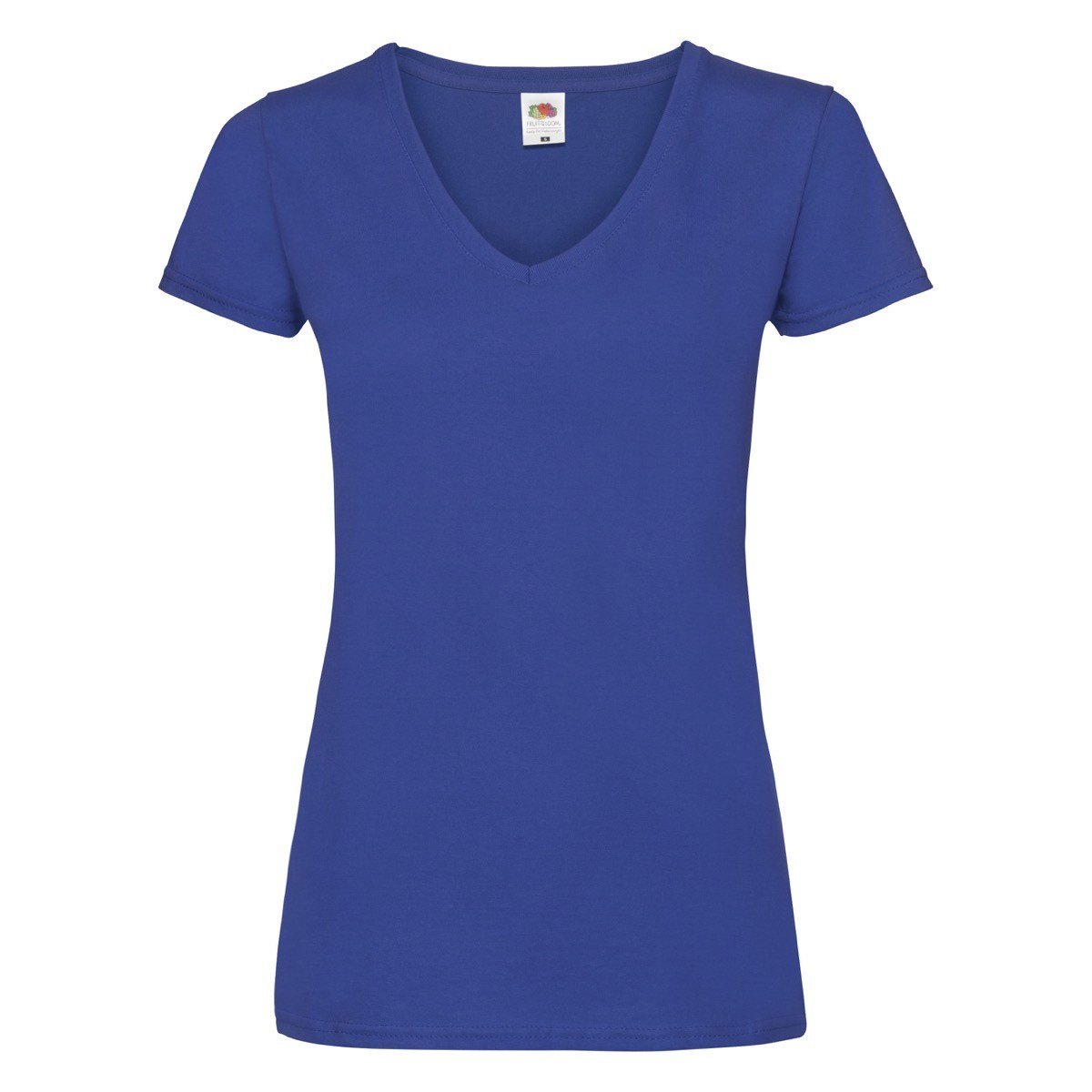 Tshirt da donna blu in cotone manica corta con scollo a V