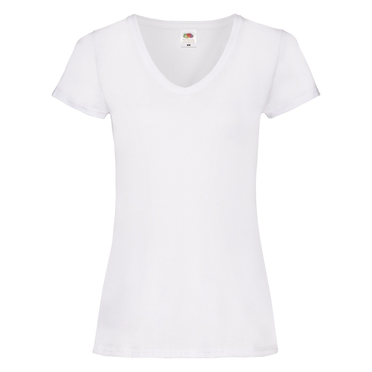 Tshirt da donna bianca in cotone manica corta con scollo a V