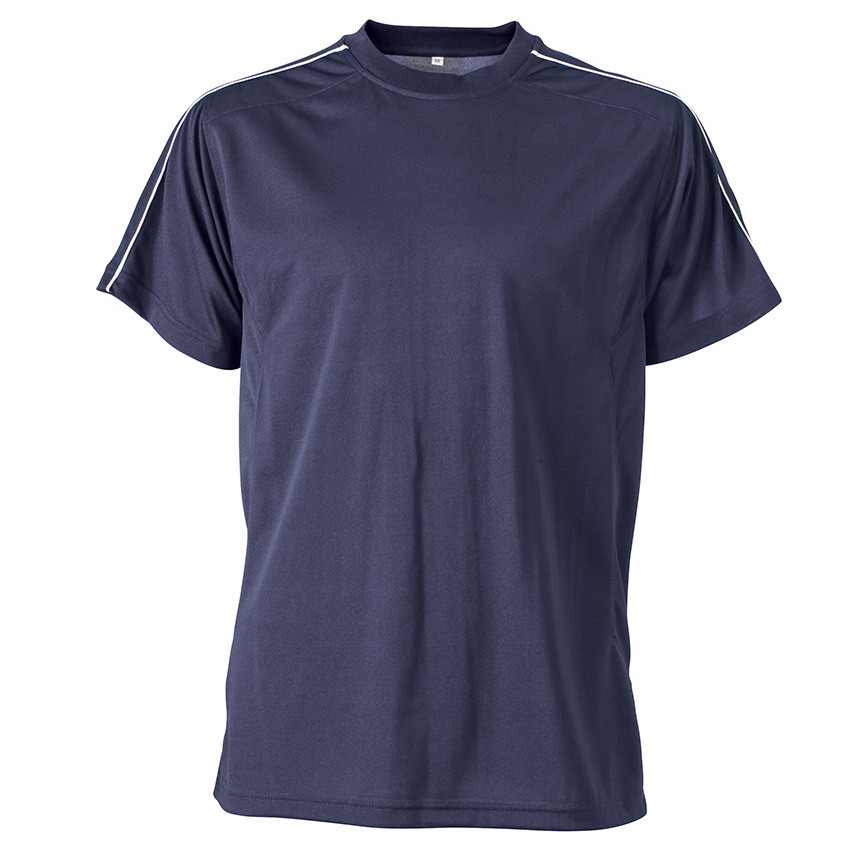 Tshirt traspirante manica corta blu con inserti contrasto