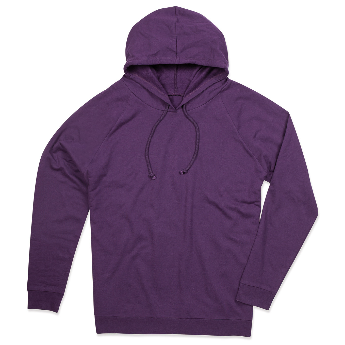 Felpa viola in cotone con cappuccio e cuciture laterali