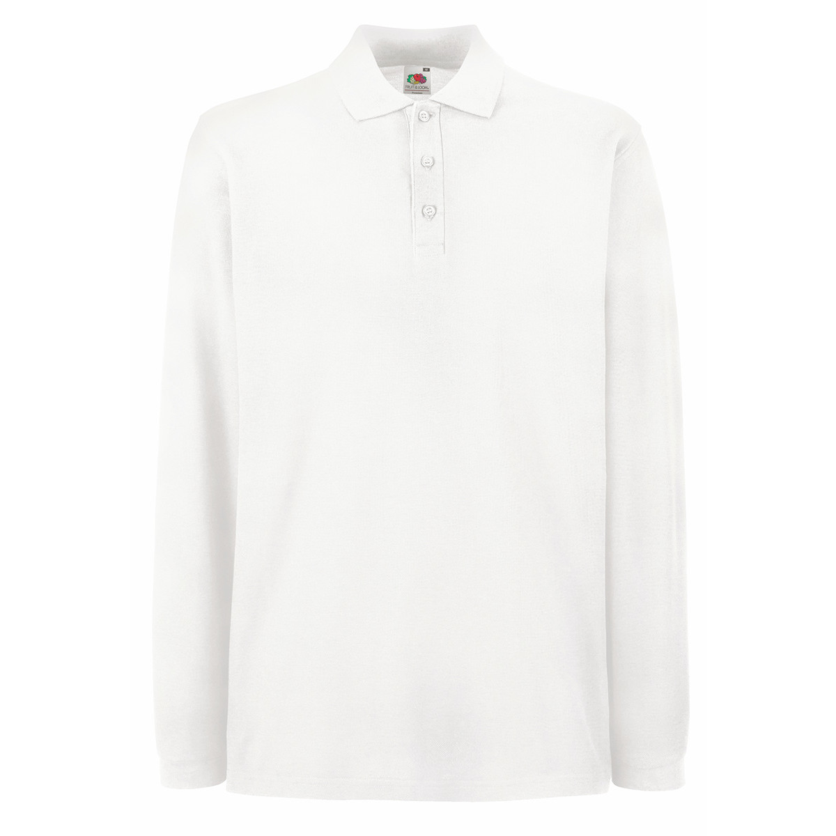 Polo unisex bianca a maniche lunghe con bottoni