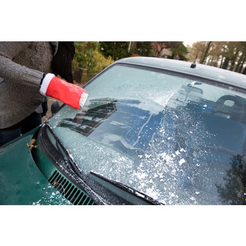 Raschiaghiaccio con guanto in poliestere rosso