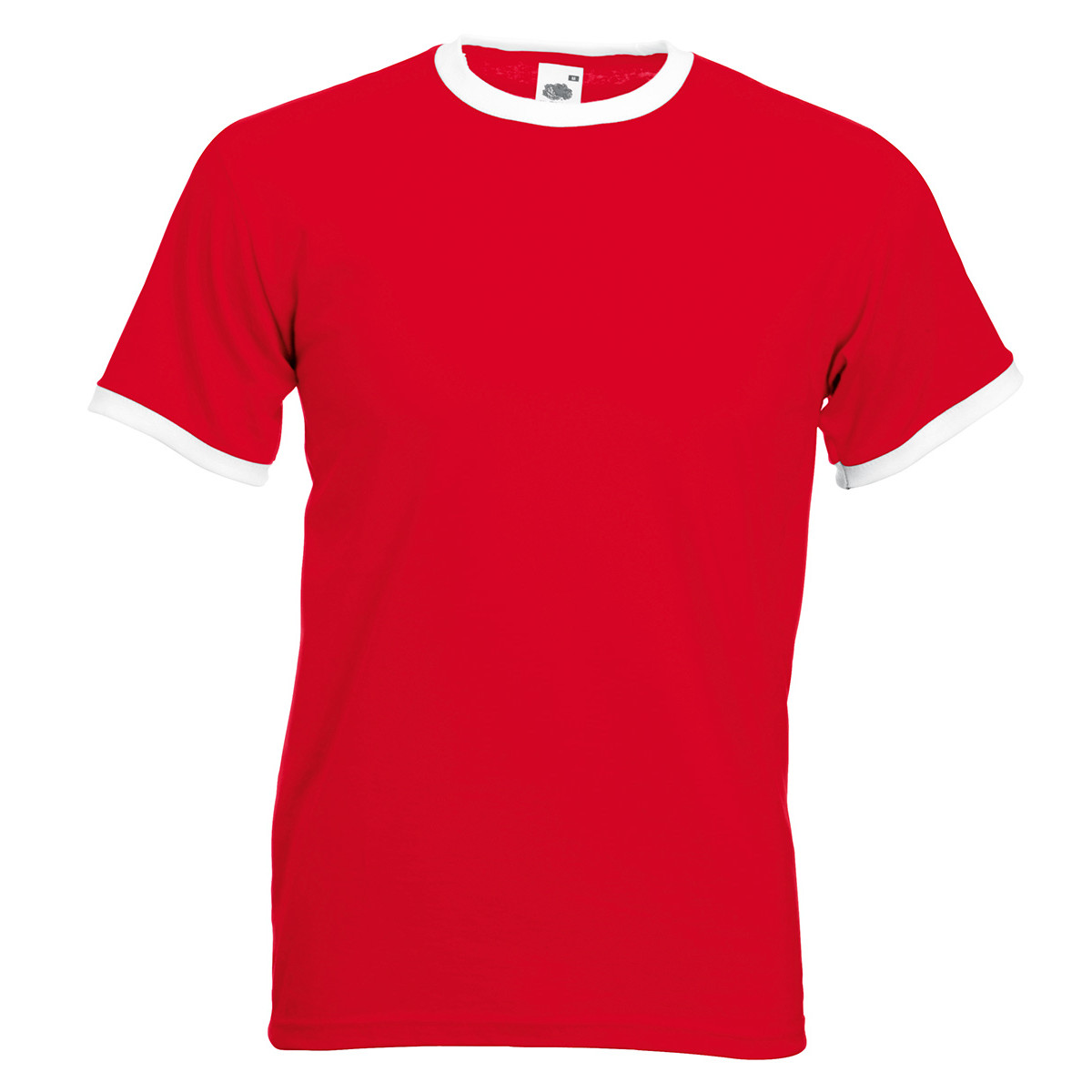 Tshirt manica corta rossa con girocollo e giromanica bianca 100% cotone
