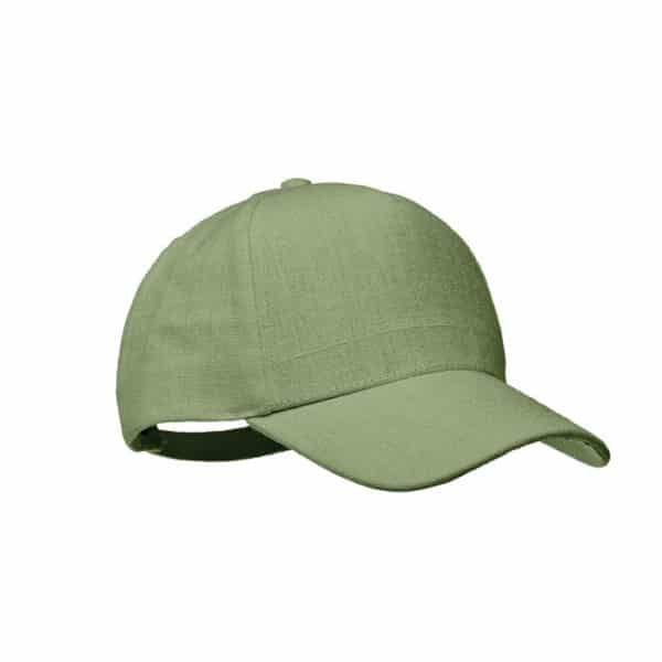Cappellino verde in canapa con cinturino regolabile