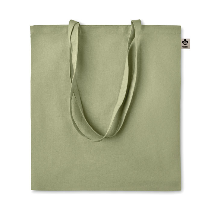 Shopper in cotone verde con manici lunghi