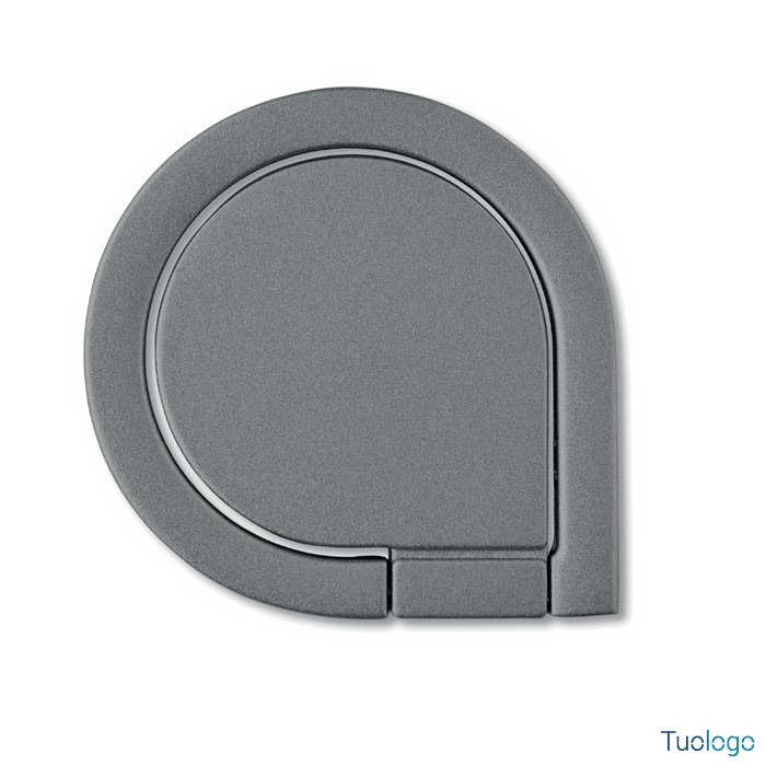 Supporto per smartphone grigio, su sfondo bianco