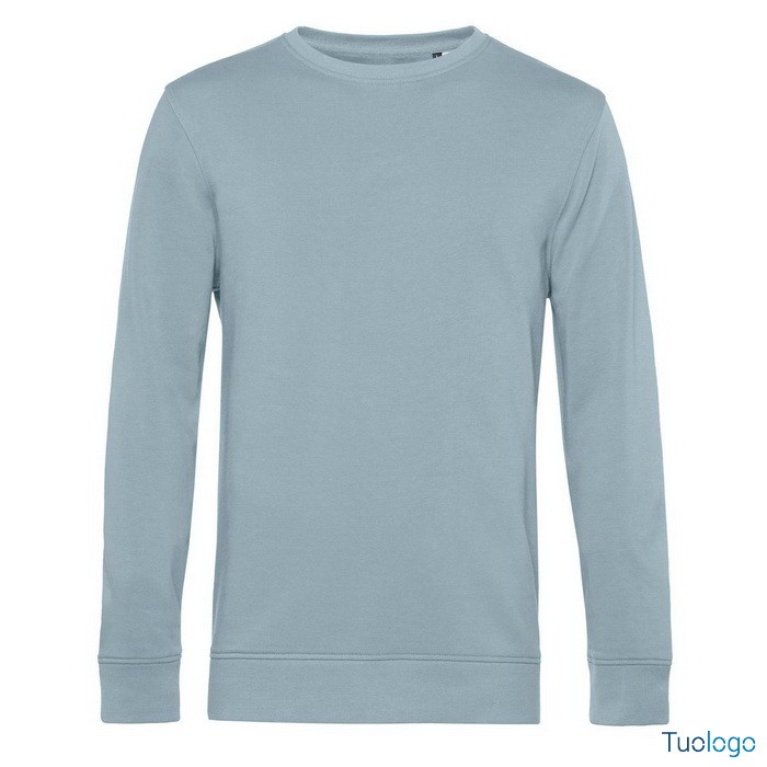 Felpa maniche lunghe azzurra su sfondo bianco