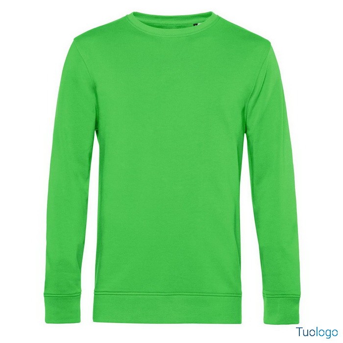 Felpa maniche lunghe verde su sfondo bianco