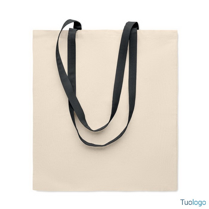 Shopper in cotone con manici neri