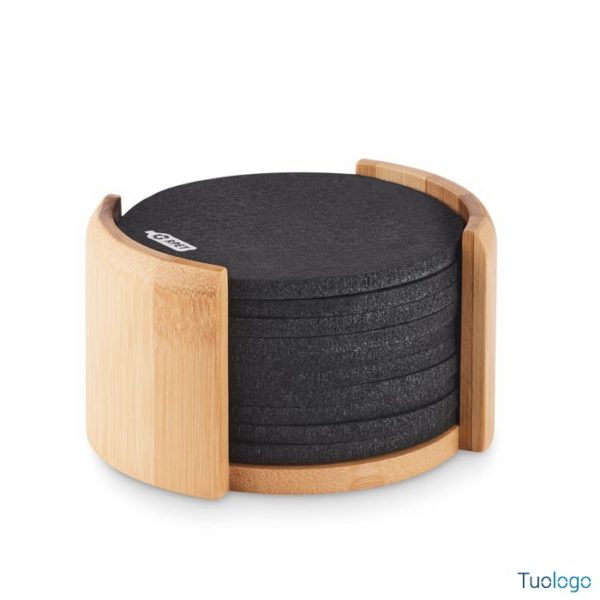 Sottobicchieri in feltro dentro confezione di bamboo