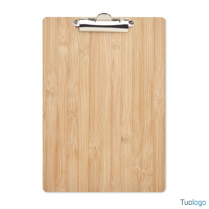 Cartella appunti in bamboo con pinza in metallo