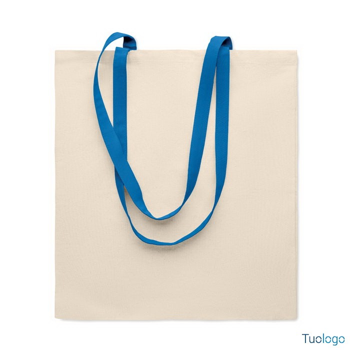 Shopper in cotone con manici blu