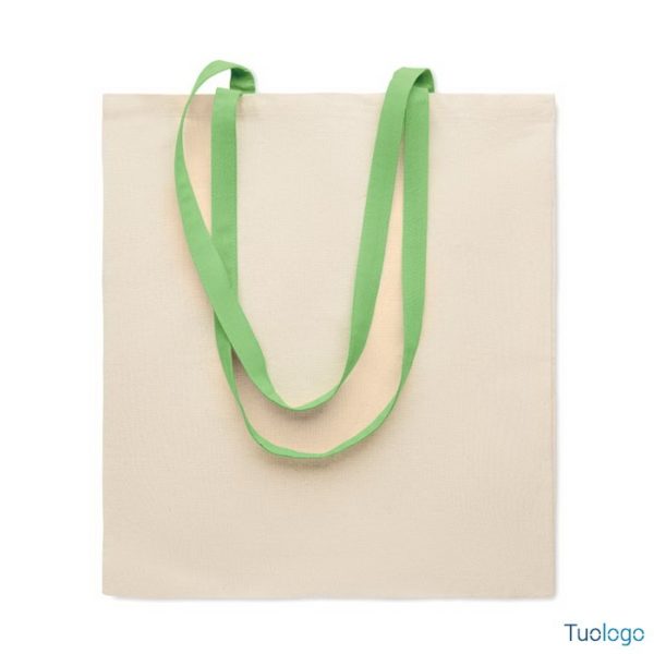 Shopper in cotone con manici verdi