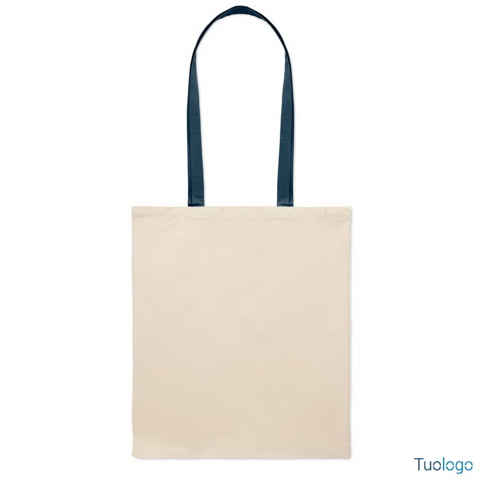 Shopper in cotone con manici blu
