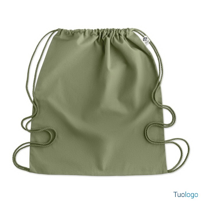 Sacchetta verde con due cordini