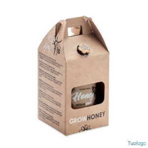 Vasetto miele 50 gr con cucchiaio Soazza