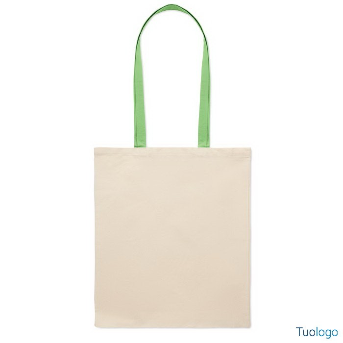 Shopper in cotone con manici verdi