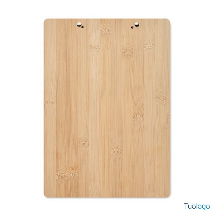 Retro cartella appunti in bamboo con pinza in metallo