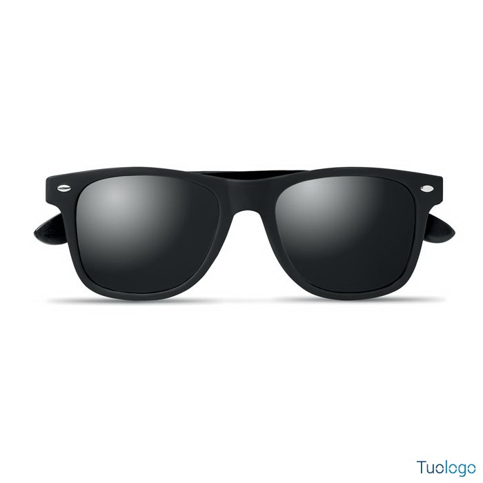 Occhiali da sole con stanghette nere e lenti nere