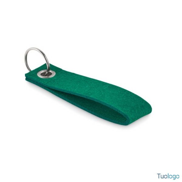 Portachiavi allungato in feltro verde