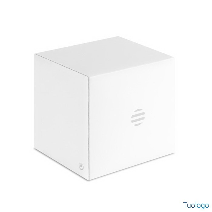 Scatola di cartone bianco su sfondo bianco