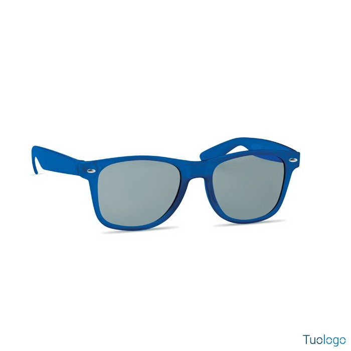 Dettaglio laterale occhiali da sole blu