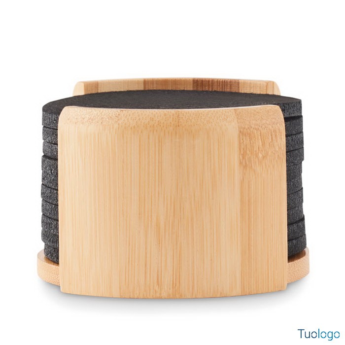 Sottobicchieri in feltro dentro confezione di bamboo