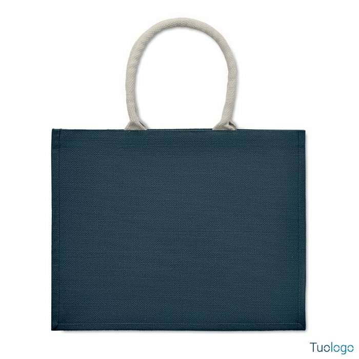 Shopper in juta viola con manici corti bianchi