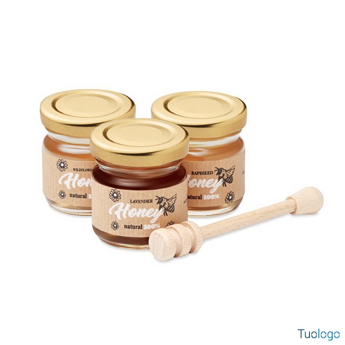 Set 3 vasetti miele Mesocco col tuo logo - Gadget Personalizzati
