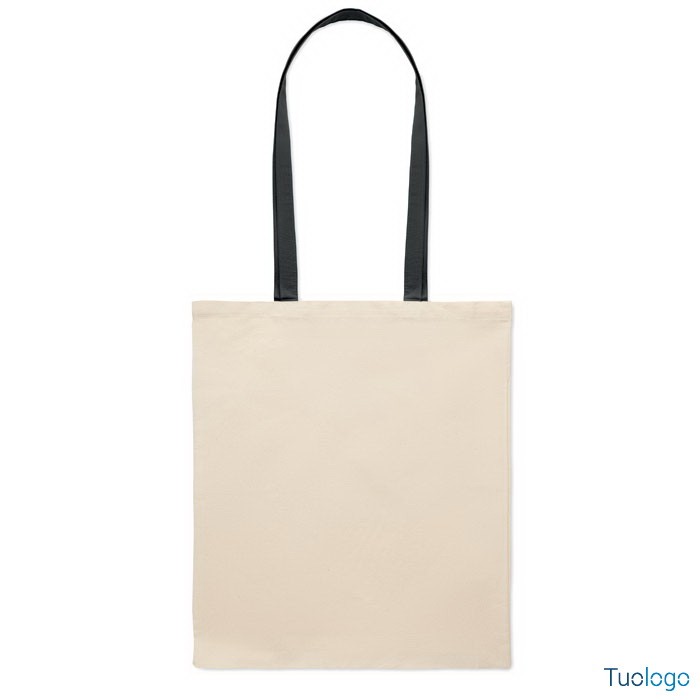 Shopper in cotone con manici neri