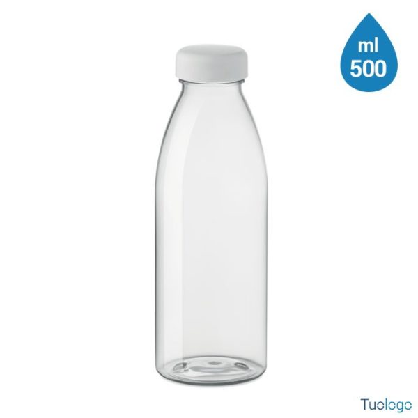 Bottiglia trasparente con tappo bianco