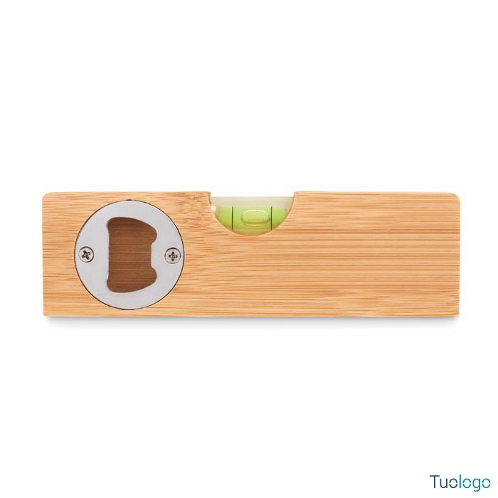 Apribottiglie in bamboo con livella