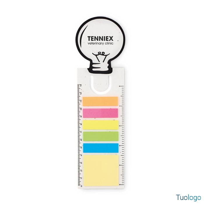 Segnalibro, righello e blocco appunti tre in uno in carta a forma di lampadina