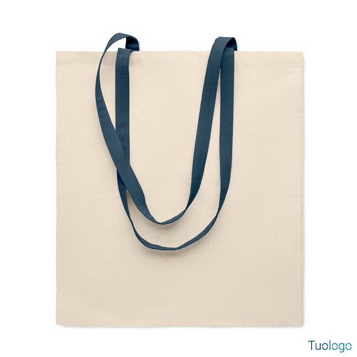 Shopper in cotone con manici blu