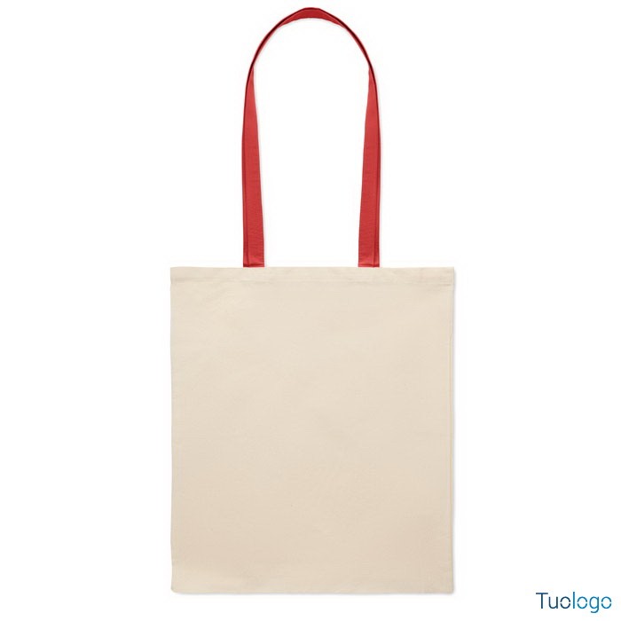 Shopper in cotone con manici rossi