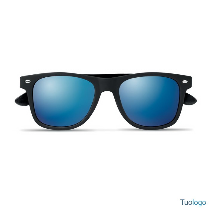 Occhiali da sole con stanghette nere e lenti blu