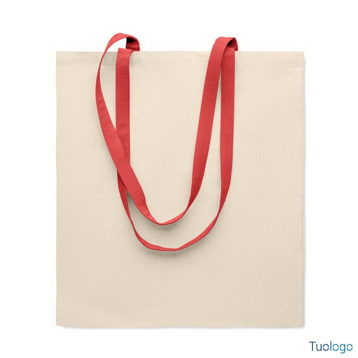 Shopper in cotone con manici rossi
